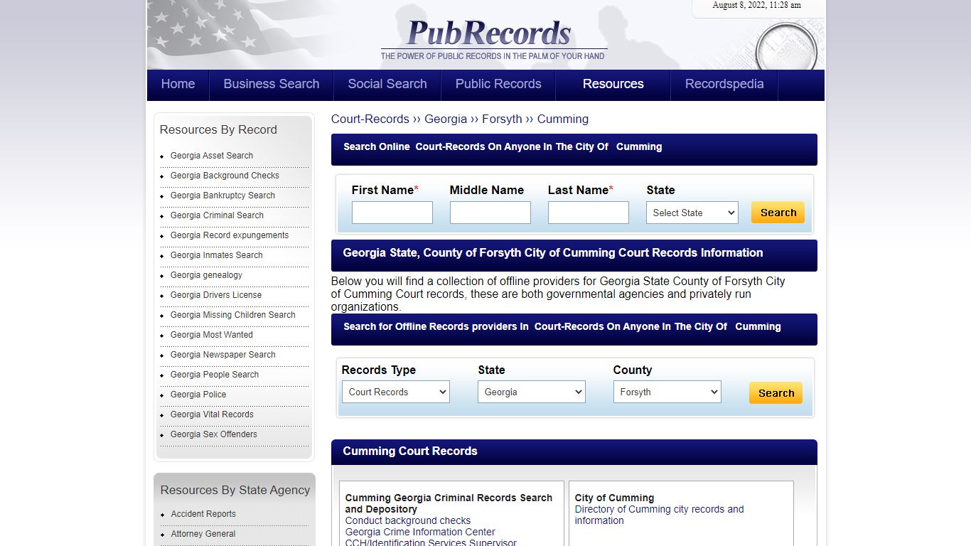 Cumming, Forsyth County, Georgia Court Records